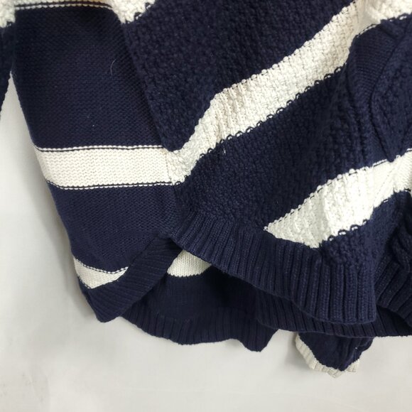 Gap Chunky Knit Turtleneck Navy Blue White Stripe Lng Slv Sweater Sz XL - Picture 5 of 12